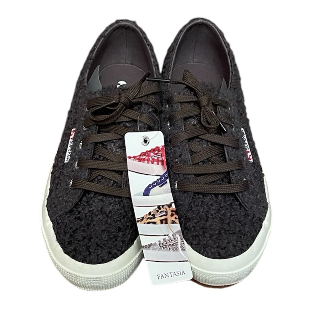 NWT Superga 2750 Curly Wool Sneakers Dark Charcoal EU 37 Women’s US 6.5 Men’s 5 - Picture 2 of 7